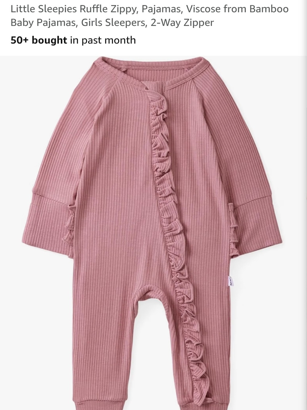 Little Sleepies Ruffle Zippy One-Piece in Dusty Rose Pink